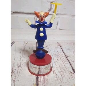 Vintage 1960's" Bozo The Clown" Push Button Puppet By Kohner Bros  4.75" Works